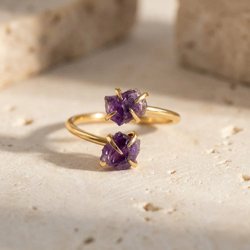 Bague en Améthyste Naturelle – Double Pierre