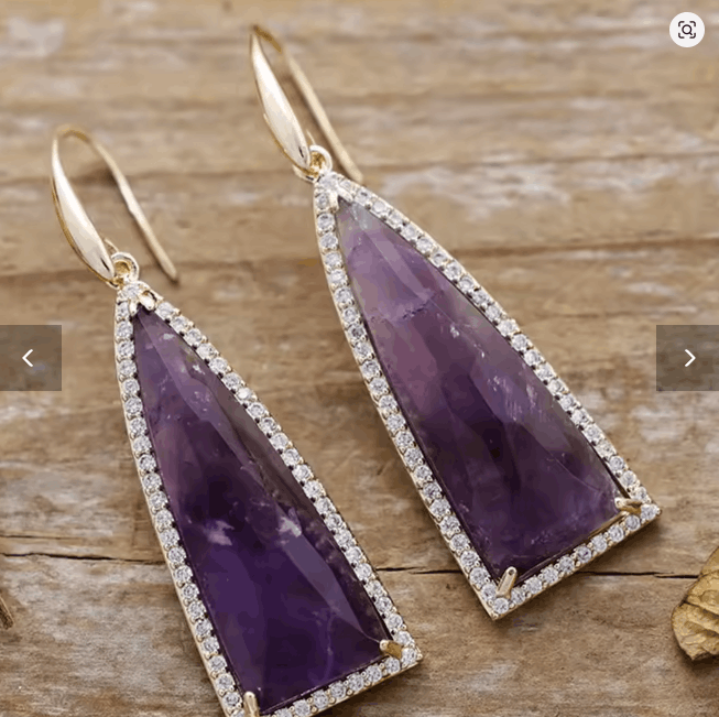 Boucles d’Oreilles Géométriques en Améthyste Naturelle