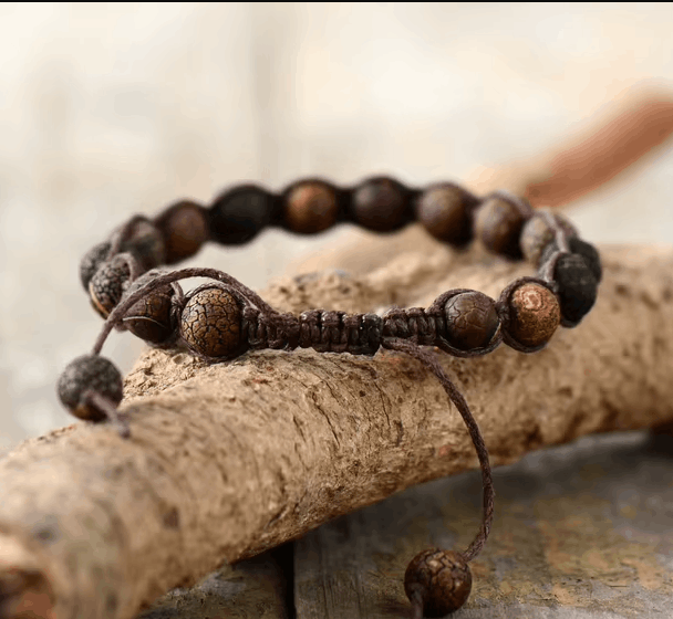 Bracelet Homme en Onyx – Perles et Cordon Tressé Fait Main