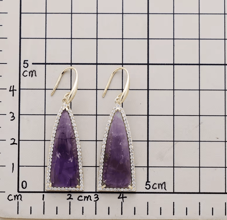 Boucles d’Oreilles Géométriques en Améthyste Naturelle
