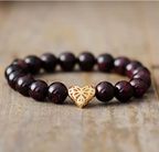 Bracelet en Grenat Naturel avec Breloque Cœur