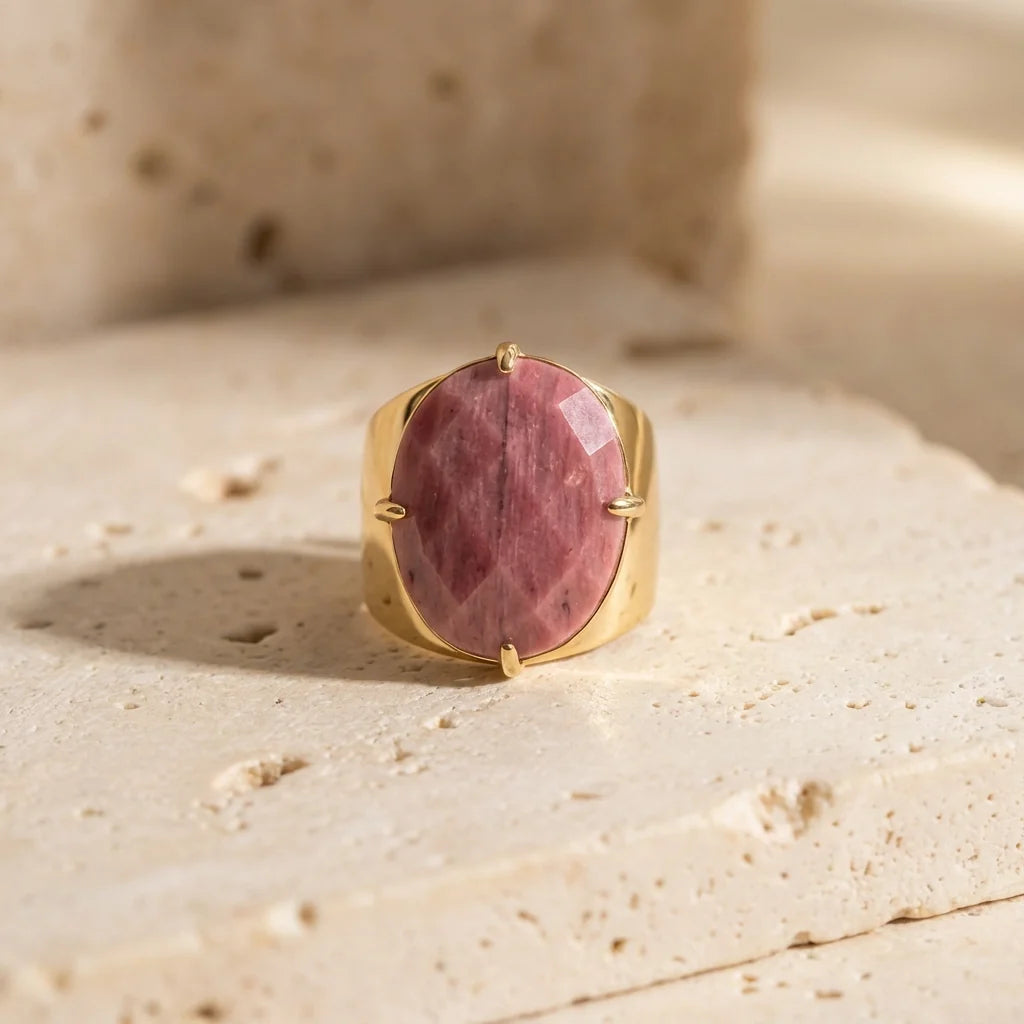 Bague en Rhodonite – Élégance Naturelle