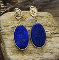 Boucles d’Oreilles en Lapis-Lazuli Naturel – Finition Dorée