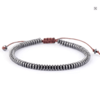 Bracelet Homme en Hématite – Perles Disques et Macramé Fait Main