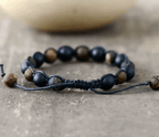 Bracelet Homme en Onyx – Perles et Cordon Tressé Fait Main