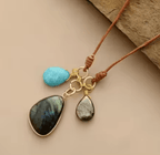 Collier Éclat Bohème – Labradorite, Amazonite & Pyrite