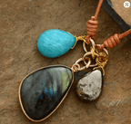 Collier Éclat Bohème – Labradorite, Amazonite & Pyrite
