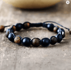 Bracelet Homme en Onyx – Perles et Cordon Tressé Fait Main