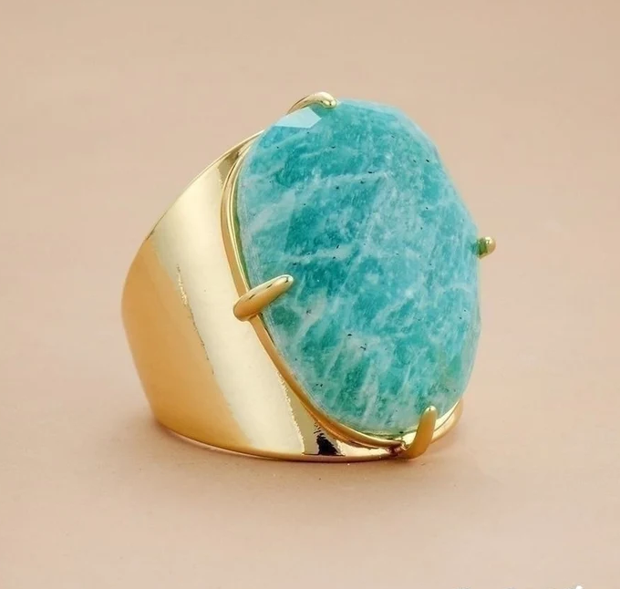 Bague Éclat d’Amazonite – Pierre Naturelle Ajustable