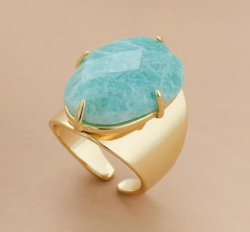 Bague Éclat d’Amazonite – Pierre Naturelle Ajustable