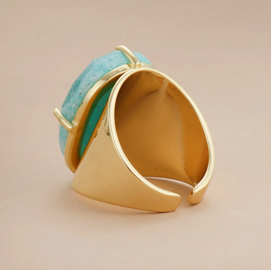 Bague Éclat d’Amazonite – Pierre Naturelle Ajustable