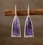 Boucles d’Oreilles Géométriques en Améthyste Naturelle