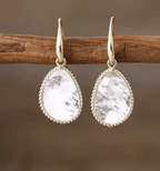 Boucles d’Oreilles Pendantes en Pierre Naturelle – Quartz ou Onyx Noir