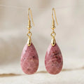 Boucles d’Oreilles Pendantes en Rhodonite Naturelle