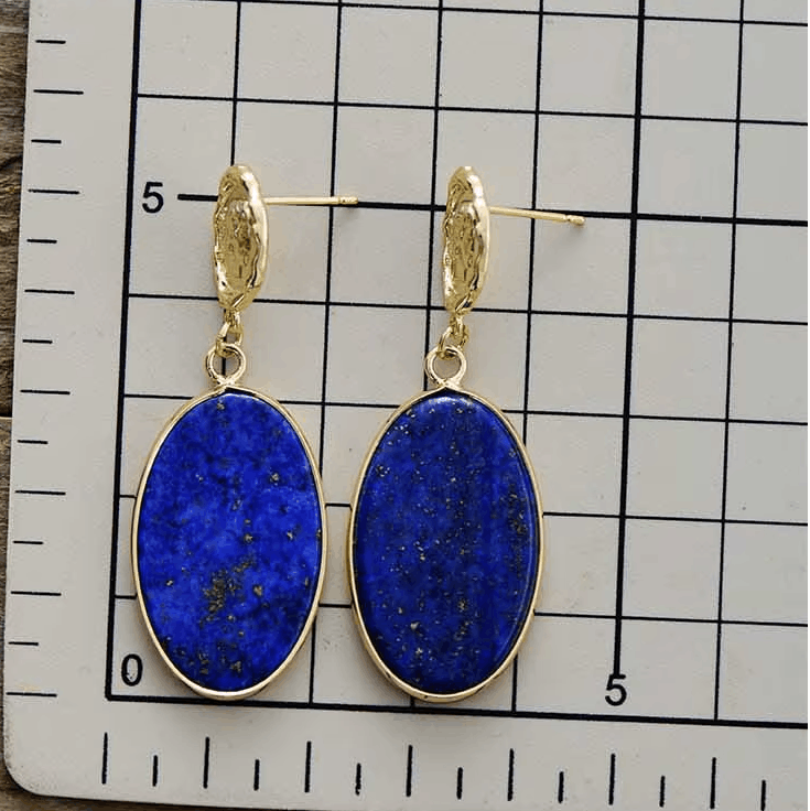 Boucles d’Oreilles en Lapis-Lazuli Naturel – Finition Dorée