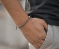 Bracelet Homme en Hématite – Perles Disques et Macramé Fait Main