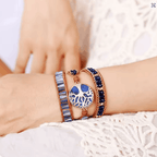 Bracelet Manchette Bohème 3 Brins en Cuir & Lapis-Lazuli – Racines d’Azur