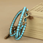 Bracelet Multicouche en Pierres Semi-Précieuses & Breloque Infini