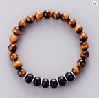 Bracelet Unisexe en Pierre de Sable Bleu & Œil de Tigre
