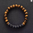 Bracelet Unisexe en Pierre de Sable Bleu & Œil de Tigre