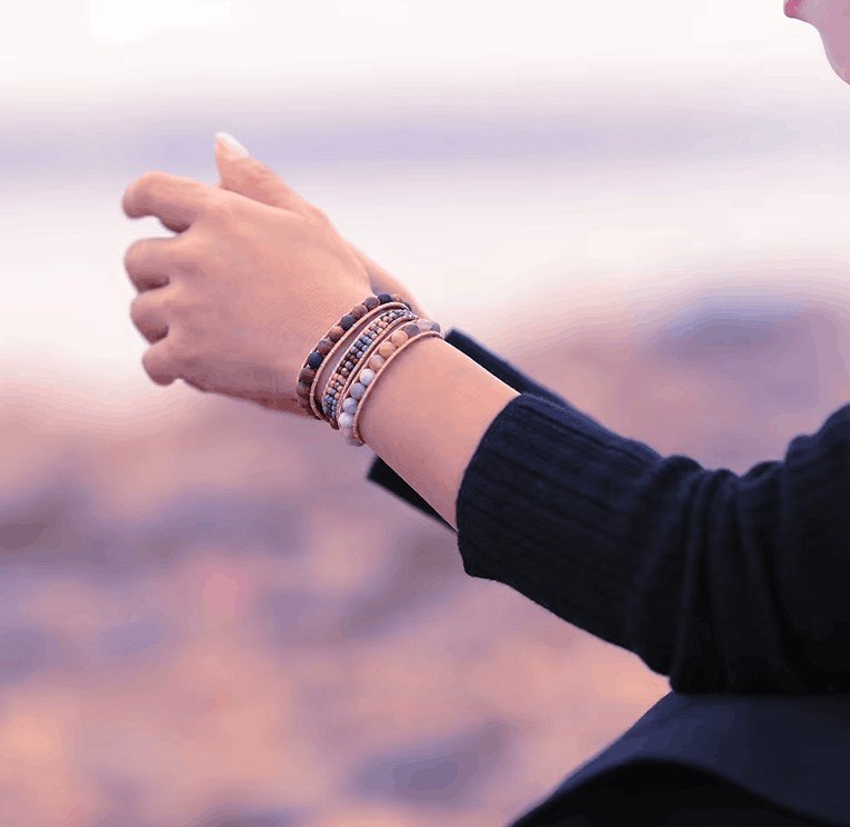 Bracelet Wrap Vintage en Jaspe – Perles en Pierre Naturelle & Cuir Bohème