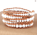 Bracelet Pure Bohème – Cuir Naturel & Perles de Howlite, 5 Brins