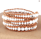 Bracelet Pure Bohème – Cuir Naturel & Perles de Howlite, 5 Brins