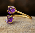 Bague en Améthyste Naturelle – Double Pierre